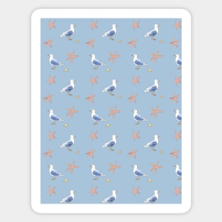 Nautical pattern with Seagull and Sea stars Sticker